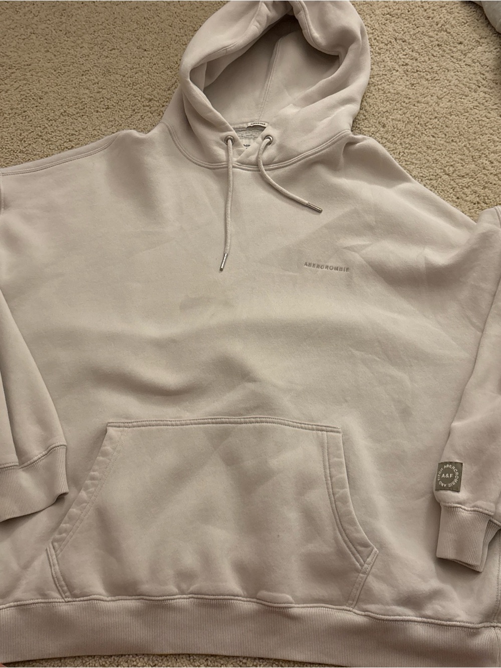 Abercrombie & Fitch Cream Oversized Fleece Hoodie